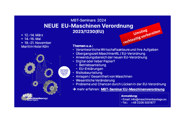 MBT-Seminar EU-Maschinenverordnung (EU) 2023/1230