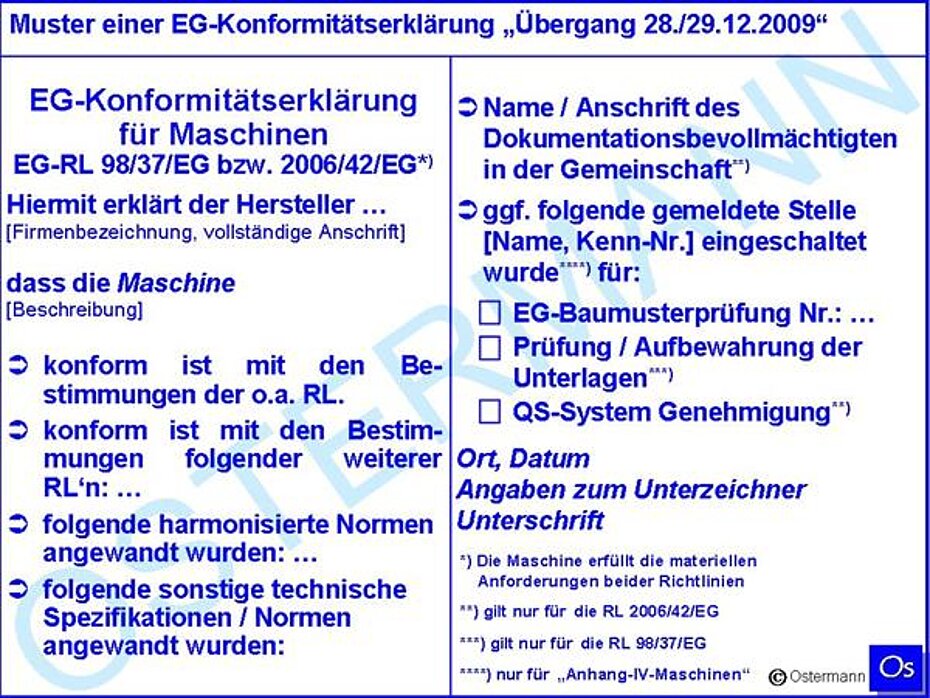 Muster EG-Konformitätserklärung "Übergang alt/neu"